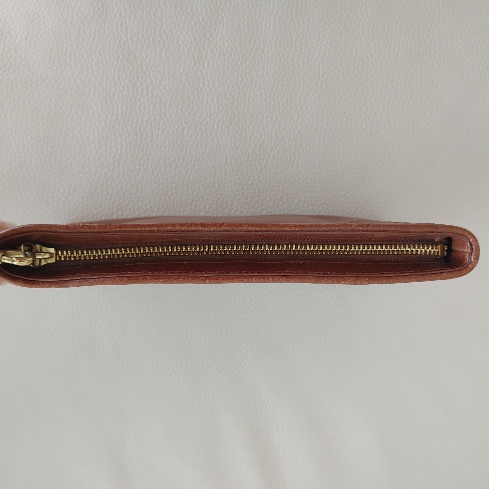 Coach Leather Wristlet with Laser Cut Detail - Rich Brown - OS - Picture 5 of 8